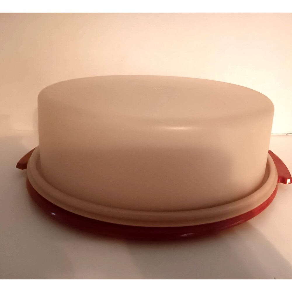Red Tupperware Pie/Cake Carrier Storage 719-1 Server 80s